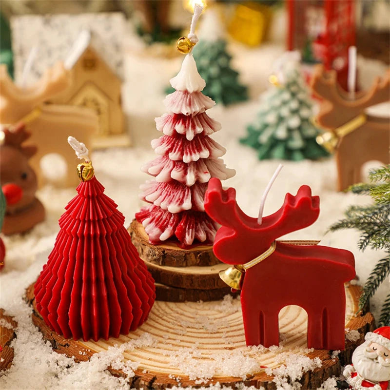 Kit DIY de molde de vela de silicone série de Natal para velas artesanais, sabão, gesso, resina e cozimento; Presentes de férias ideais