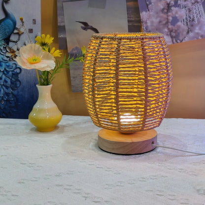 Criativo Hemp Rope Woven Desk Lamp, USB Powered, Adequado para Quartos de Cabeceira Salas e hotéis, 1Pc