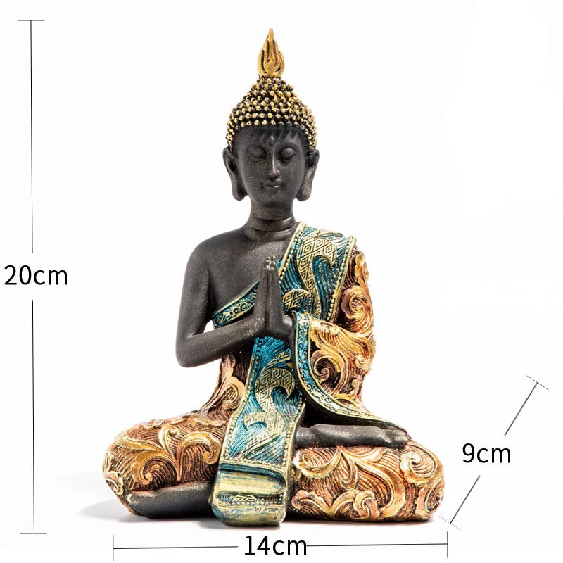 Grande estátua de buda tailândia buda escultura resina verde artesanal budismo estatueta meditação decoração para casa
