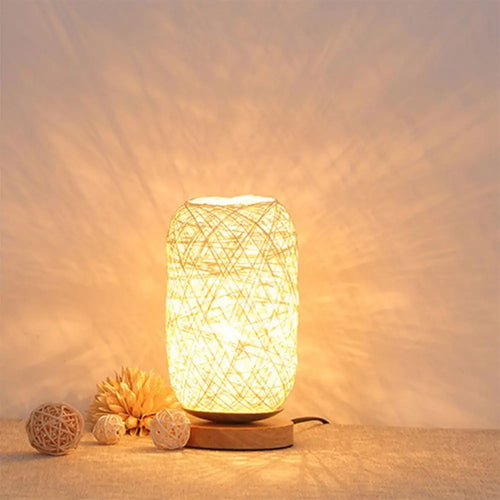 Fio de rattan de madeira led night light criativo minimalista lâmpada cabeceira usb plug atmosfera romântica luz escritório casamento