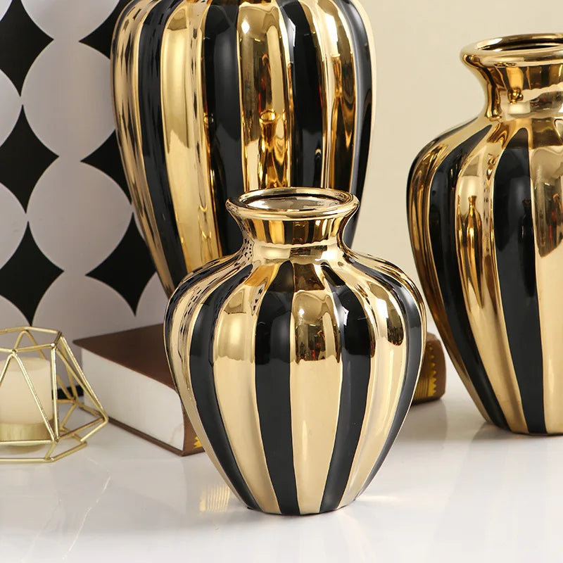 Luz de luxo pote cerâmica criativo sala estar vaso arranjo flor ornamentos frascos cerâmica mesa jantar decorações artesanato