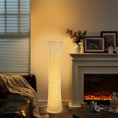 Abajur de papel de três cores led luz ajustável cronometragem lâmpada de chão canto cilíndrico quarto escritório sala de estar