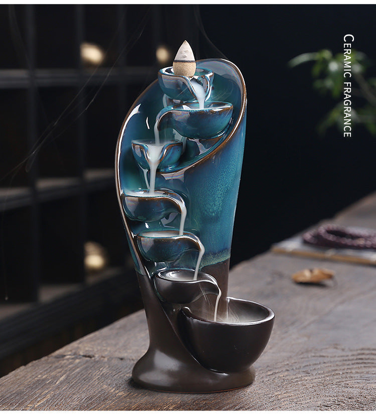 1pc, tocha artesanal design cachoeira queimador de incenso criativo decoração para casa suporte incenso portátil cerâmica incensário (sem incenso)