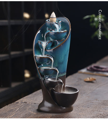 1pc, tocha artesanal design cachoeira queimador de incenso criativo decoração para casa suporte incenso portátil cerâmica incensário (sem incenso)