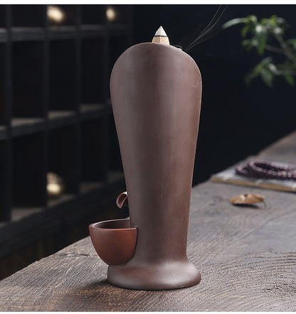 1pc, tocha artesanal design cachoeira queimador de incenso criativo decoração para casa suporte incenso portátil cerâmica incensário (sem incenso)