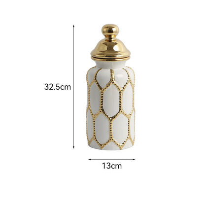 Vaso Luxo Europeu | Cerâmica com Detalhes em Ouro