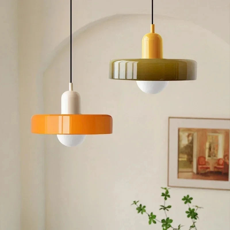 Medieval bauhaus restaurante pingente lâmpada moderna lâmpada de cabeceira personalizado creme colorido vidro single-head luminária pendente