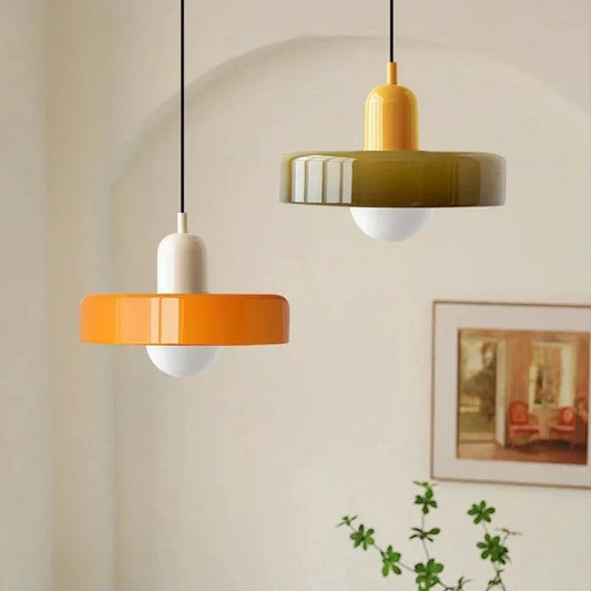 Medieval bauhaus restaurante pingente lâmpada moderna lâmpada de cabeceira personalizado creme colorido vidro single-head luminária pendente