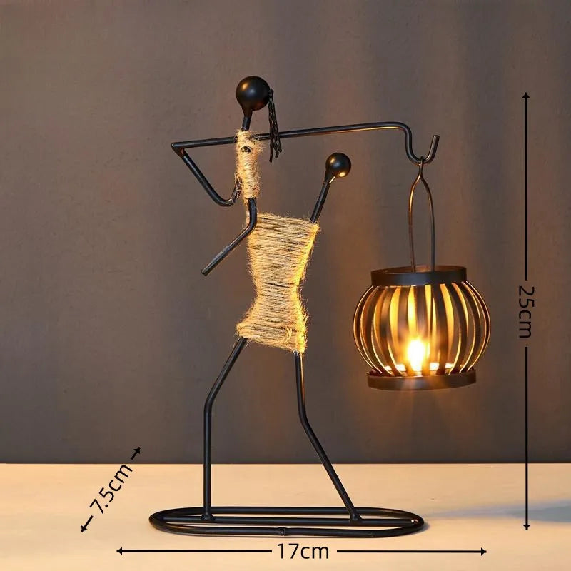 Castiçal de metal nórdico, personagem abstrato, artesanal, vintage, para casamento, casa, cafeteria, mesa, arte, decoração, novo