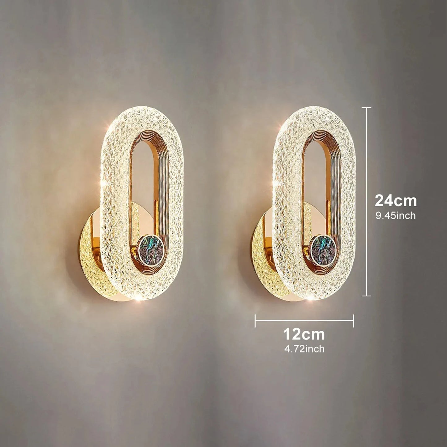Arandela de Cristal LED | Design Oval Dourado