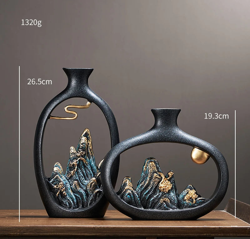 Criatividade estilo japonês feng shui riqueza vaso escritório sala de estar vasos de decoração de mesa para decoração de casa acessórios arte presente