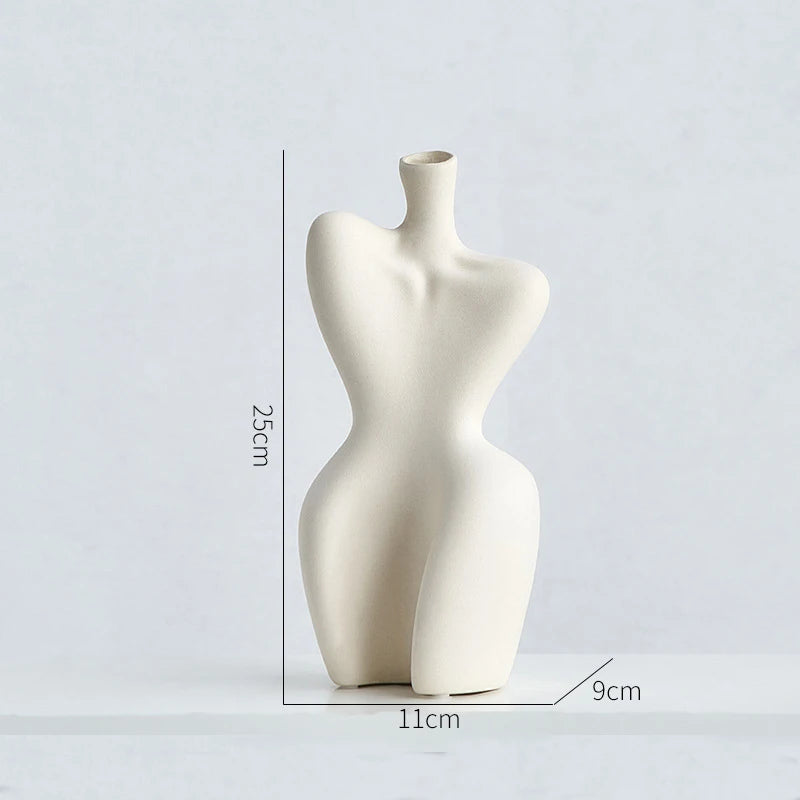 Vaso de flor para decoração de flores, forma feminina, fofo, boho, arte corporal, botão de escultura, decoração moderna