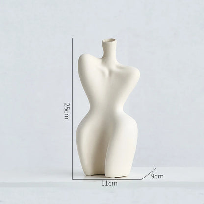 Vaso de flor para decoração de flores, forma feminina, fofo, boho, arte corporal, botão de escultura, decoração moderna