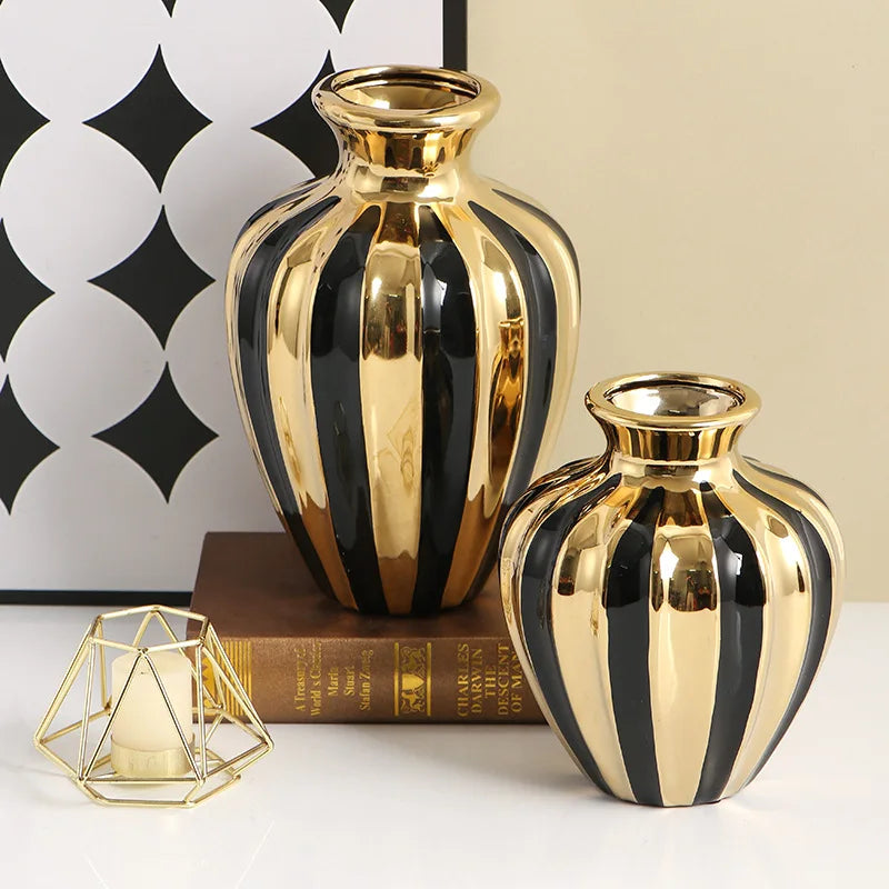 Luz de luxo pote cerâmica criativo sala estar vaso arranjo flor ornamentos frascos cerâmica mesa jantar decorações artesanato