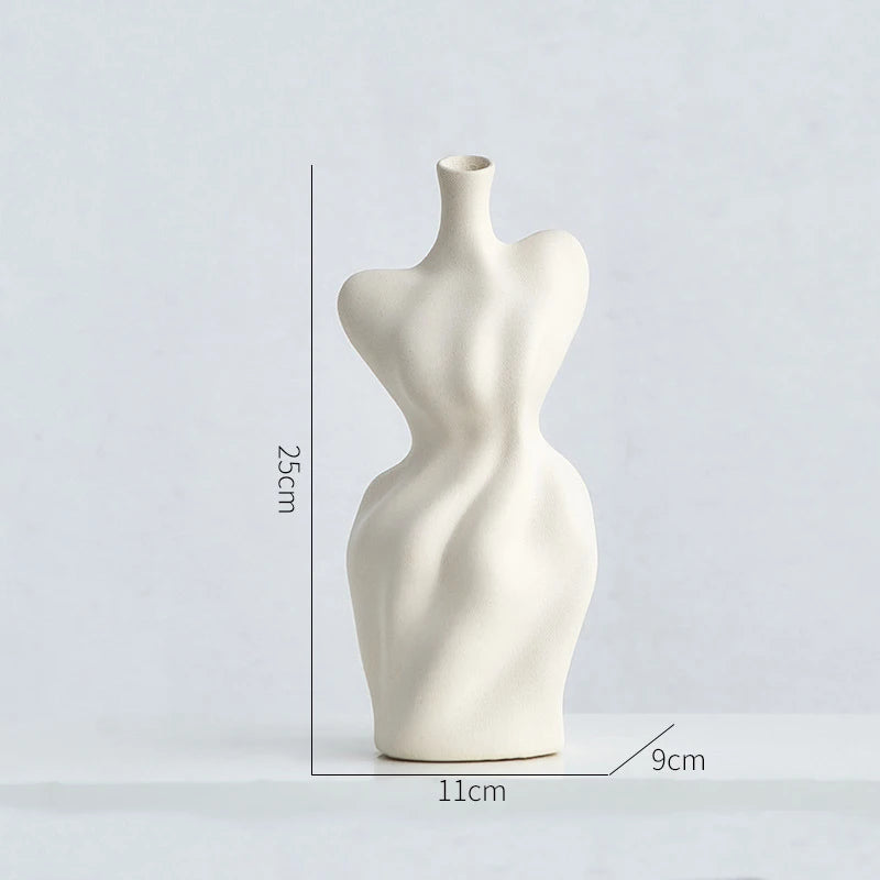 Vaso de flor para decoração de flores, forma feminina, fofo, boho, arte corporal, botão de escultura, decoração moderna