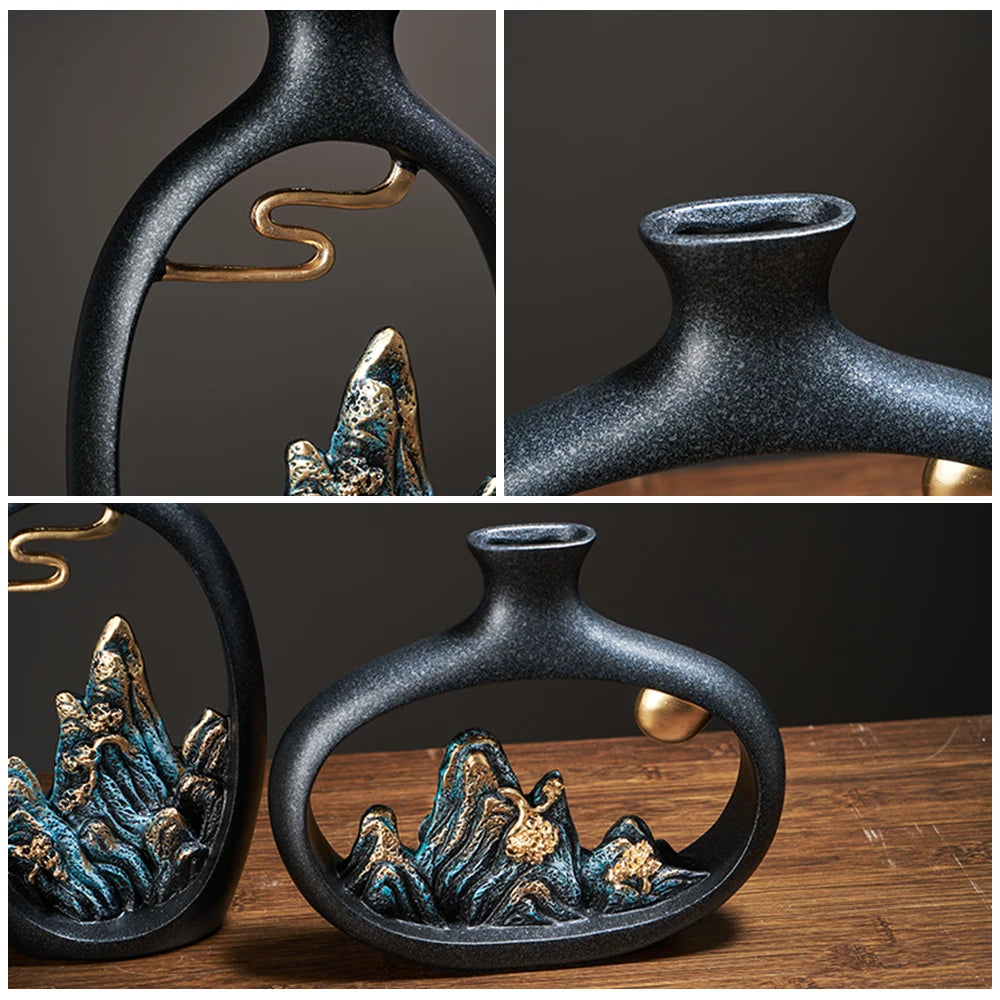 Criatividade estilo japonês feng shui riqueza vaso escritório sala de estar vasos de decoração de mesa para decoração de casa acessórios arte presente