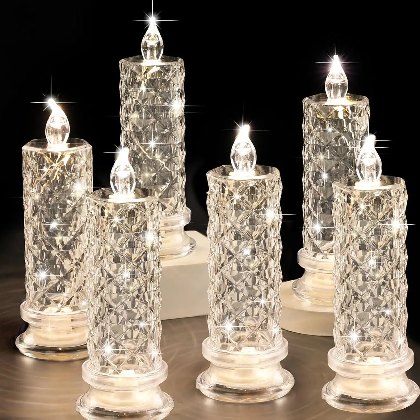 Flameless LED Crystal Candles, Lanterna de Bateria, Lâmpada da noite, Festa de Casamento, Aniversário, Natal, Decoração Halloween, Luz Transparente