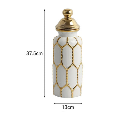Vaso Luxo Europeu | Cerâmica com Detalhes em Ouro
