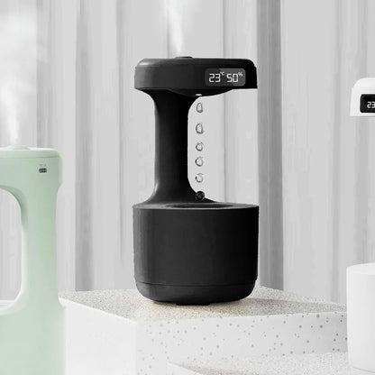 Umidificador de gotas de água anti-gravidade com display de relógio LED, tecnologia preta criativa - para decoração de casa, presentes para amigos