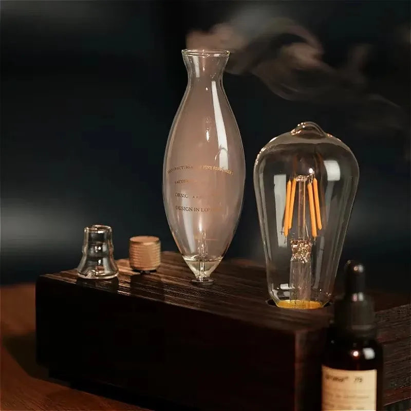 Difusor de óleo essencial puro sem água nebulizador difusor de aromaterapia elétrico de vidro de madeira difusores essenciais de aroma para casa