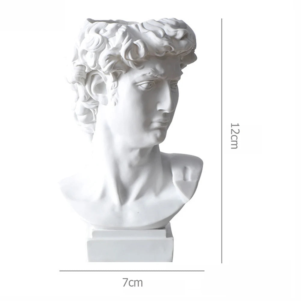 Arte criativa vaso de flor maquiagem escova armazenamento caneta titular david estátua resina medici vaso organizador mesa decoração para casa ornamentos