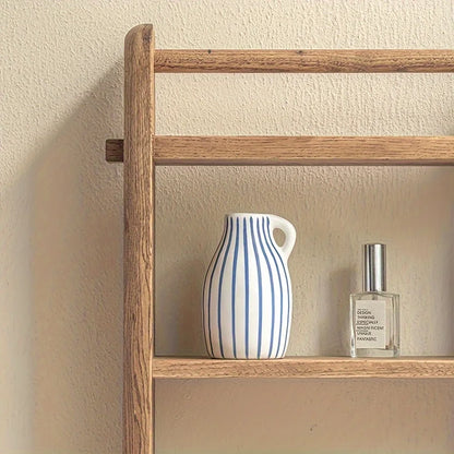 Vaso cerâmico listrado azul pintado à mão, peças de arranjo floral, salão de chá, sala de estar, armário de TV, decoração