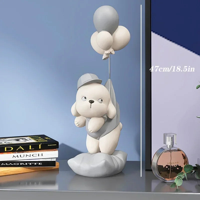 Decoração de casa criativa cão urso esculturas balão filhote de cachorro estátuas casa ornamento decorativo estatueta para armário tv sala estar decoração