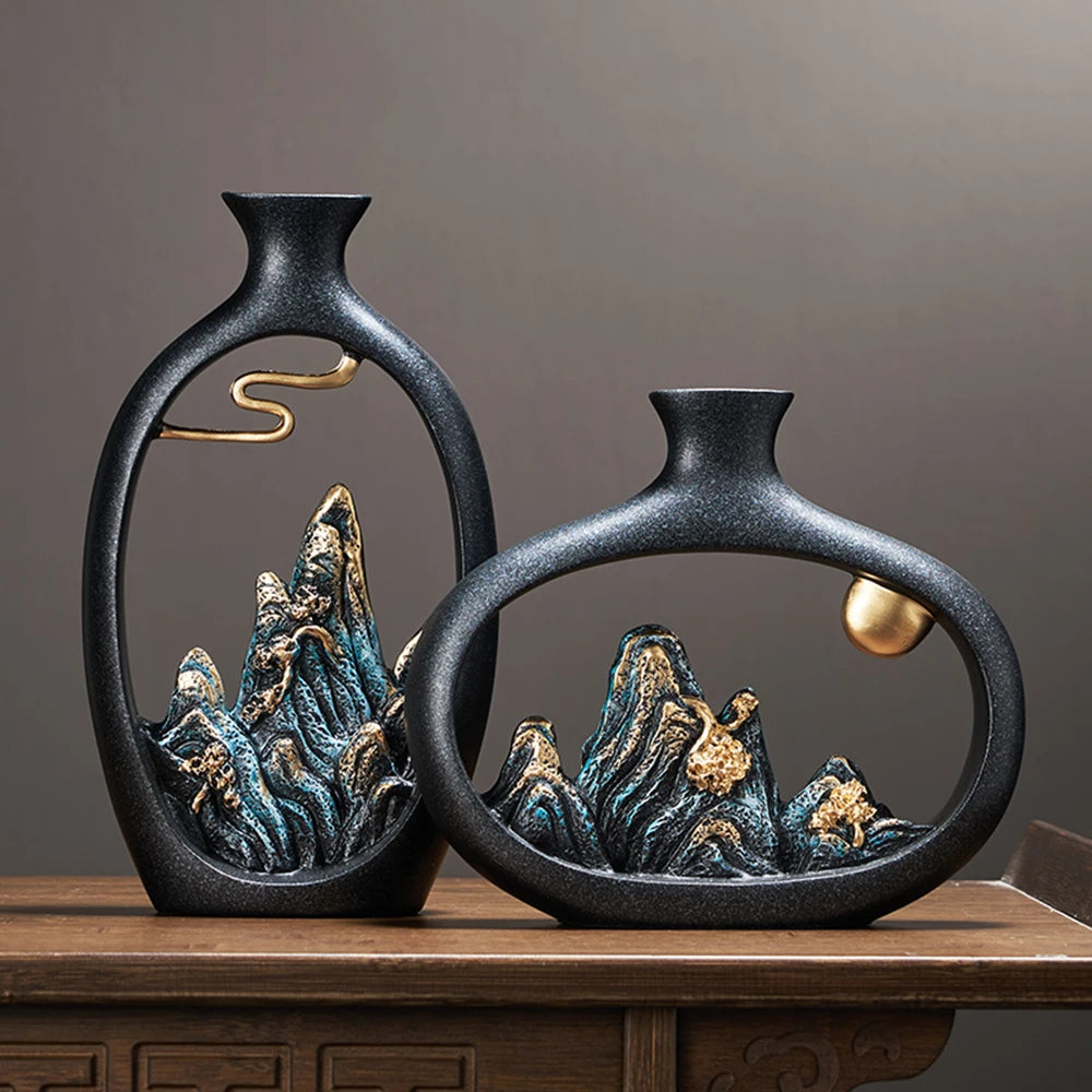 Criatividade estilo japonês feng shui riqueza vaso escritório sala de estar vasos de decoração de mesa para decoração de casa acessórios arte presente