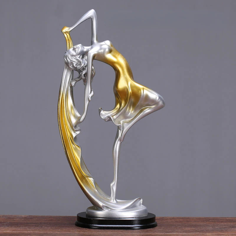 Europeia Bela Dança Menina Escultura, Resina Elegante Ofício Ornamento, Sala De Estar Figura Da Moda, Decoração