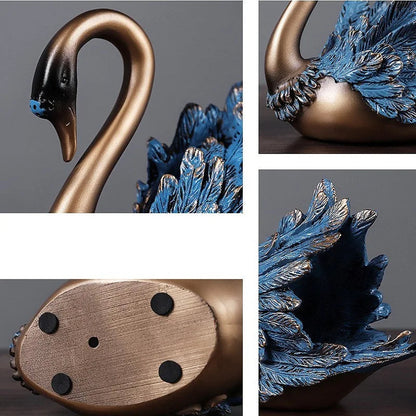 Elegante cisne decoração de casa estatueta de resina luxo tv gabinete/mesa de entrada decoração-escultura animal realista arte artesanato