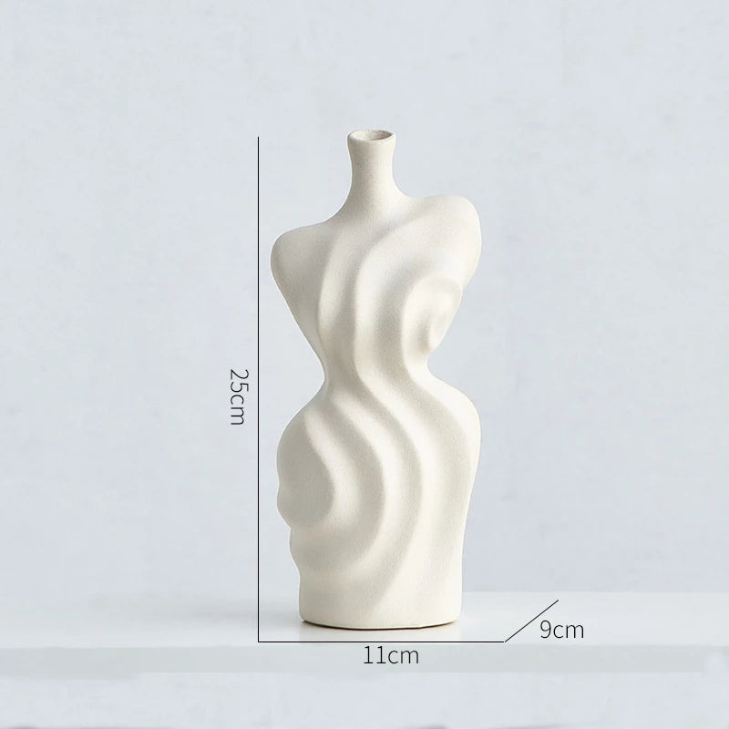 Vaso de flor para decoração de flores, forma feminina, fofo, boho, arte corporal, botão de escultura, decoração moderna