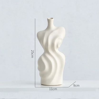 Vaso de flor para decoração de flores, forma feminina, fofo, boho, arte corporal, botão de escultura, decoração moderna