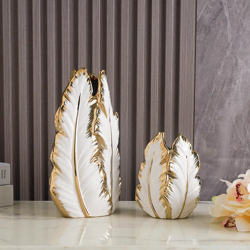 Vasos de cerâmica pintados a ouro de luxo com luz nórdica, sala de estar personalizada, decoração de varanda, armário de TV, casa criativa d