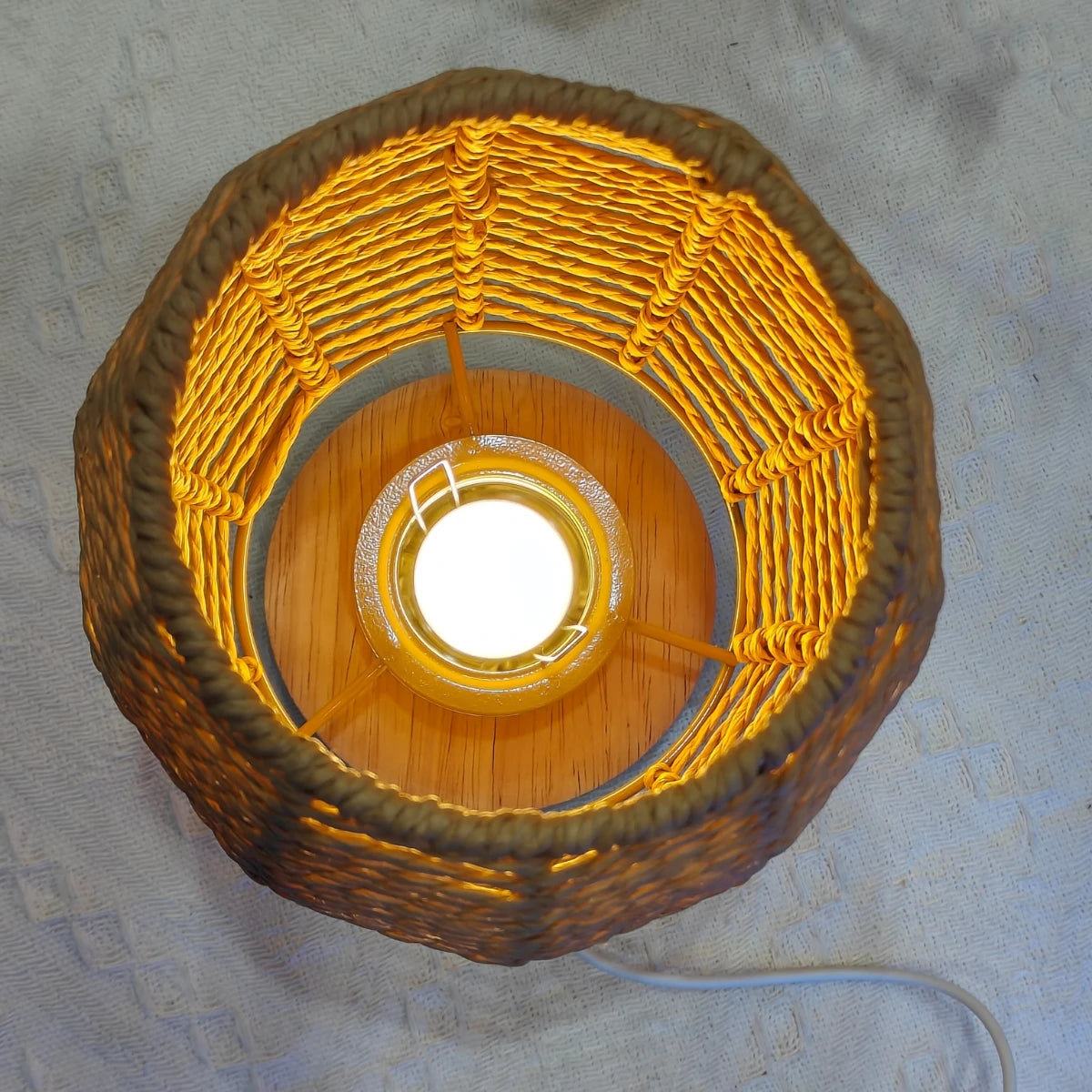 Criativo Hemp Rope Woven Desk Lamp, USB Powered, Adequado para Quartos de Cabeceira Salas e hotéis, 1Pc