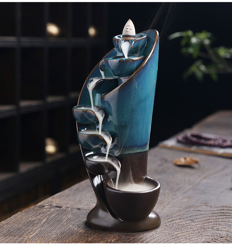 1pc, tocha artesanal design cachoeira queimador de incenso criativo decoração para casa suporte incenso portátil cerâmica incensário (sem incenso)