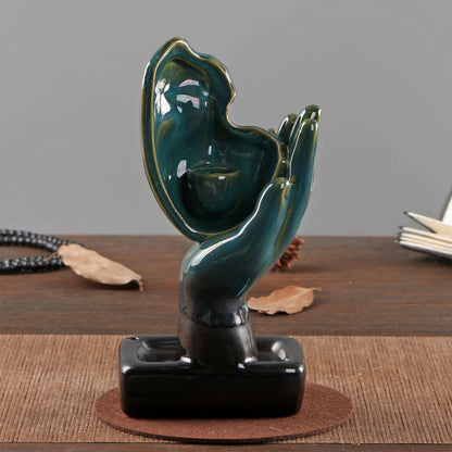 Queimador de incenso cascata de rosto de cerâmica moderno refluxo suporte de incenso meditação decoração de casa zen aromaterapia ornamento presente exclusivo