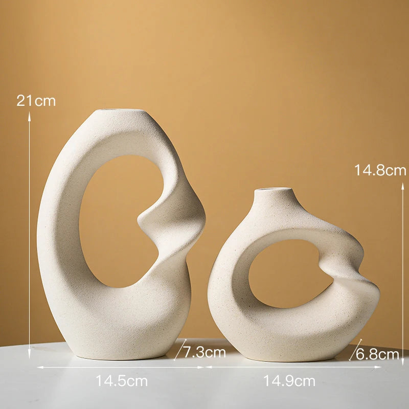 CAPIRON-Conjunto de Vaso Cerâmico Fosco para Decoração de Casa, Pampas Grama, Flor Seca, Acessórios Nórdicos Modernos, Interior de Mesa, Conjunto de 2