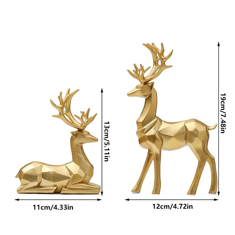 Resina Geométrica Escultura De Alce, Estátuas De Cervos Dourados Em Pé, Decoração De Casa, Sala De Estar, Armário De TV, Festival Ornamentos De Renas