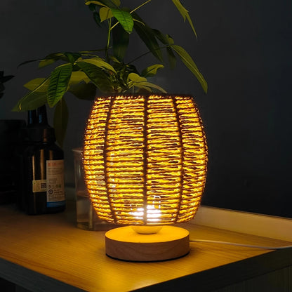Criativo Hemp Rope Woven Desk Lamp, USB Powered, Adequado para Quartos de Cabeceira Salas e hotéis, 1Pc