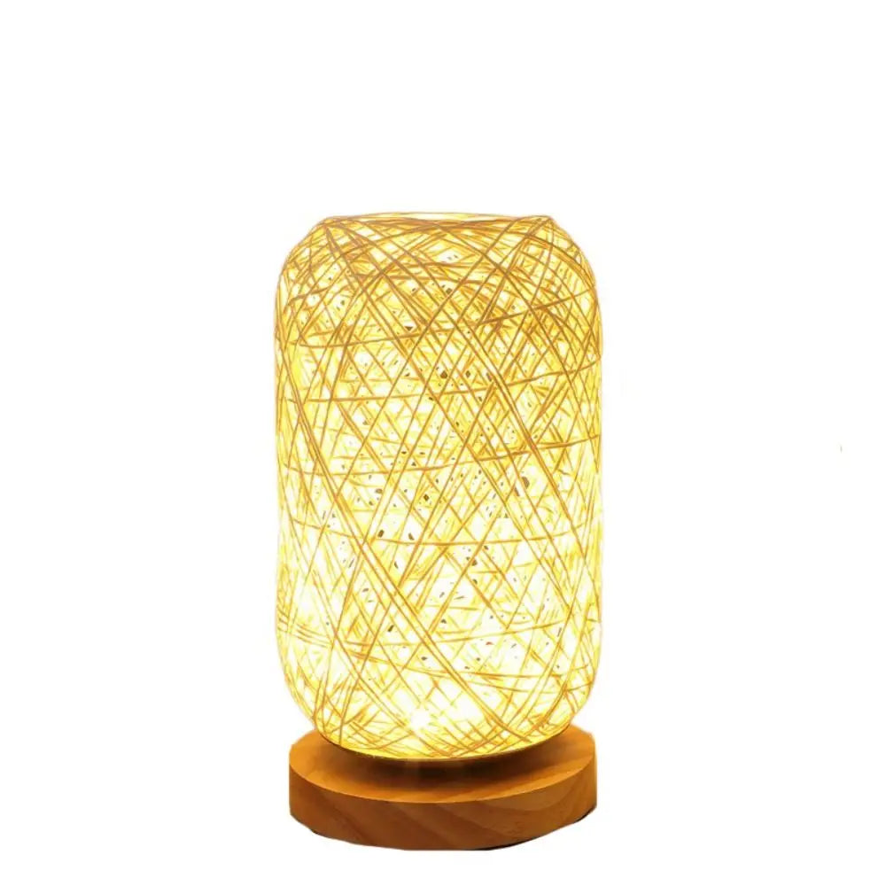 Fio de rattan de madeira led night light criativo minimalista lâmpada cabeceira usb plug atmosfera romântica luz escritório casamento