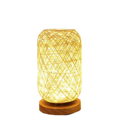 Fio de rattan de madeira led night light criativo minimalista lâmpada cabeceira usb plug atmosfera romântica luz escritório casamento