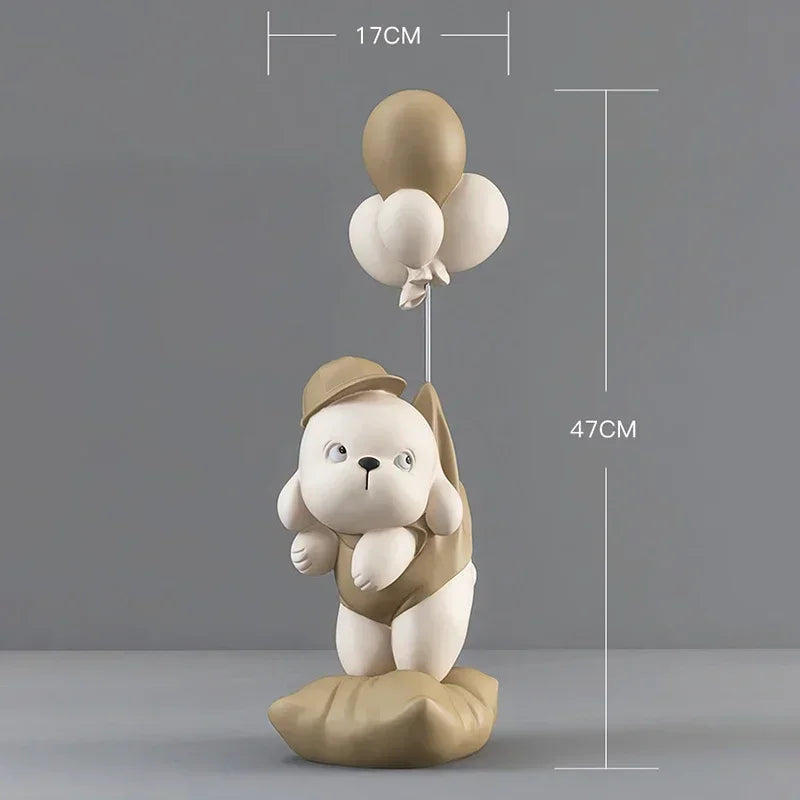 Decoração de casa criativa cão urso esculturas balão filhote de cachorro estátuas casa ornamento decorativo estatueta para armário tv sala estar decoração