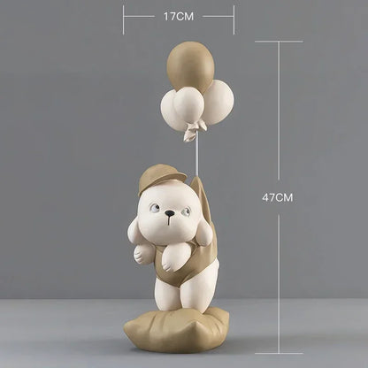 Decoração de casa criativa cão urso esculturas balão filhote de cachorro estátuas casa ornamento decorativo estatueta para armário tv sala estar decoração