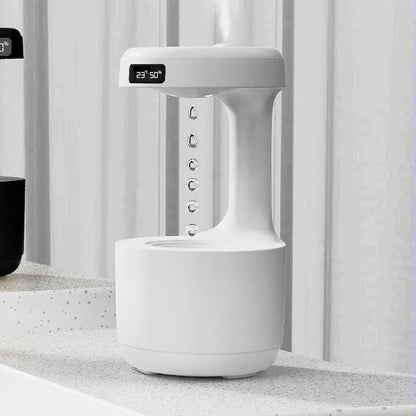 Umidificador de gotas de água anti-gravidade com display de relógio LED, tecnologia preta criativa - para decoração de casa, presentes para amigos