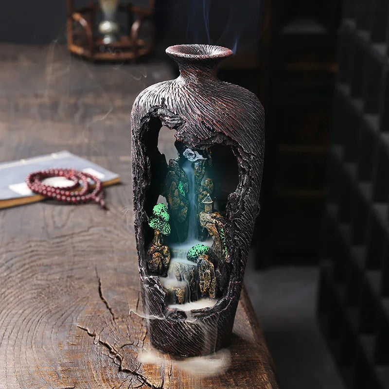 Decoração para casa vaso design ornamento resina artesanato sorte fengshui cachoeira backflow queimador de incenso incensário