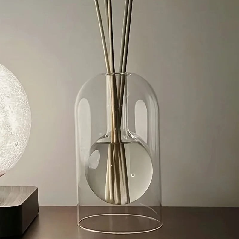 Garrafa difusora de aromaterapia de vidro elegante, vaso decorativo sem perfume para fragrâncias domésticas para palhetas, perfeito para o natal, 1 peça