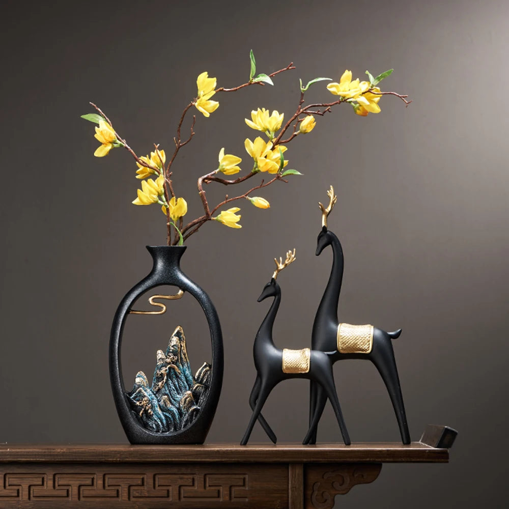 Criatividade estilo japonês feng shui riqueza vaso escritório sala de estar vasos de decoração de mesa para decoração de casa acessórios arte presente