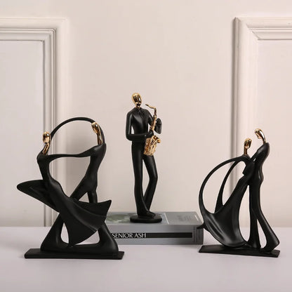 Abstrato Música Dança Escultura, Músico Figura Ornamento, Criativo Resina, Desktop, Jazz Band Personagens, Figurinhas Musicais