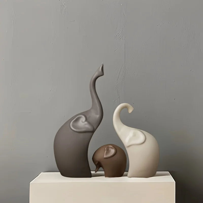 1 conjunto de estatuetas de família de elefante de cerâmica grande estilo nórdico conjunto acabamento fosco escultura animal decoração de entrada ideia de presente exclusiva
