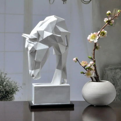 Cabeça de cavalo ornamentos resina nórdico moderno decoração para casa arte animal geométrico origami artesanato mobiliário mesa decoração estatueta